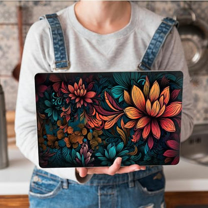 Universal Laptop Skin Sticker with 2 Wrist Pad Skins, Waterproof Scratch Resistant Vinyl Laptop Cover Decal, Cut to Fit for 11–15.6 Inch MacBook HP Dell Lenovo, Colorful Flowers - color: Colorful Flowers