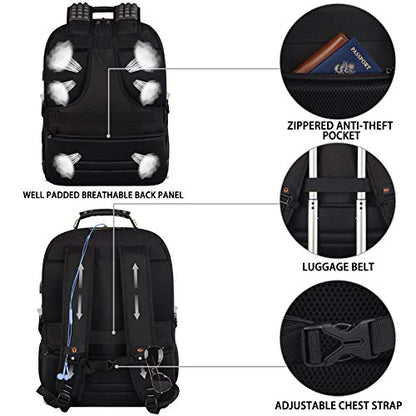 18.4 inch Gaming Laptop Backpacks,Big Capacity TSA Friendly RFID Anti Theft Pocket College Heavy Duty Computer Work bag for Men - color: Grey
