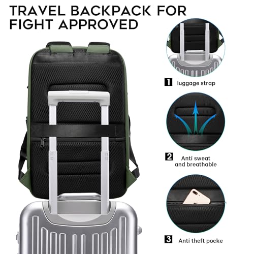 BANGE Business Laptop Smart backpack Can Hold 15.6 Inch Laptop Commute Backpack Carry on bag for men and women (Green) - color: Green