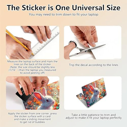Laptop Skin Sticker Decal 15.6 Inch,12 13 13.3 14 15 15.6 in Laptop Netbook Skins for Notebook,Art Decal Removable Waterproof Scratch Resistant,Universal Vinyl Cover,Cute Rabbit - color: Cute Rabbit