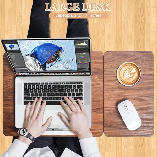 Adjustable Laptop Desk for Bed and Couch, Foldable Portable Lap Desk for Adults, Multi-Angle Bed Table Tray for Laptop and Writing, Lap Stand with Foldout Legs for Reading & Breakfast-Walnut Brown