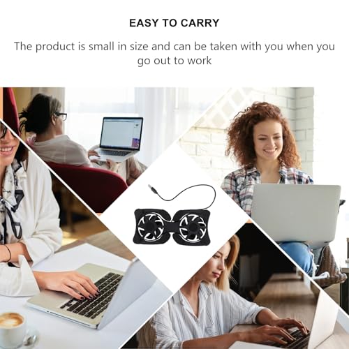 Kisangel Portable Foldable Laptop Cooler and USB Cooling Stand with Dual Fans for Notebook Computers, Black, Suitable for Gaming and Office Use