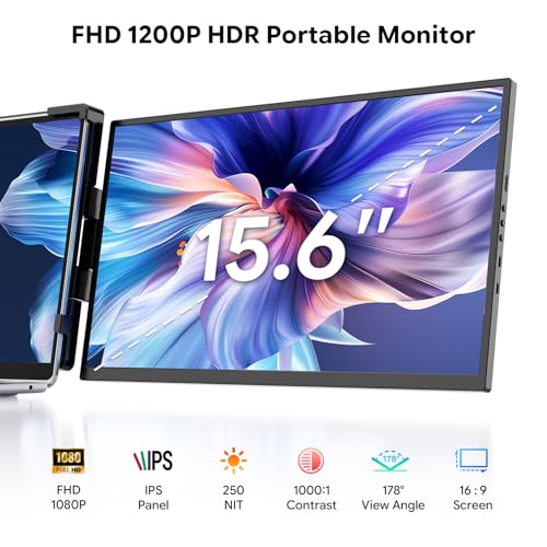 15.6" Laptop Screen Extender,FHD 1080P IPS Portable Monitor for 13"-17" Laptops, Dual Travel Screen Monitor Plug & Play, Laptop Screen Monitor Extender Compatible with Windows/Mac/Android & Chrome OS - style: 15.6 Dual