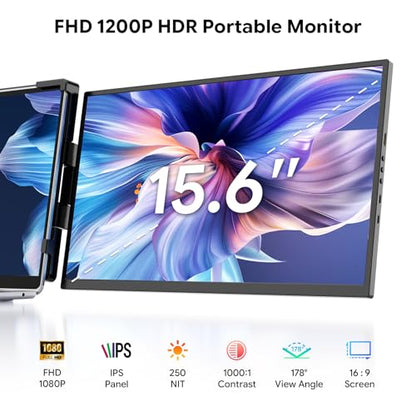 15.6" Laptop Screen Extender,FHD 1080P IPS Portable Monitor for 13"-17" Laptops, Dual Travel Screen Monitor Plug & Play, Laptop Screen Monitor Extender Compatible with Windows/Mac/Android & Chrome OS - style: 15.6 Dual
