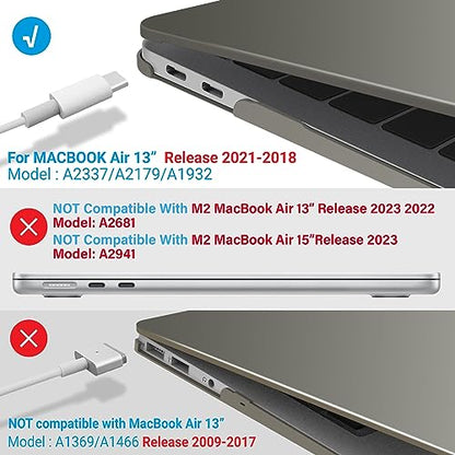 IBENZER Compatible with 2022 2021 2020 MacBook Air 13 inch case M1 A2337 A2179 A1932, Plastic Hard Shell Case for Mac Air 13 Retina Display with Touch ID, Gray, MMA-T13GY - color: Gray