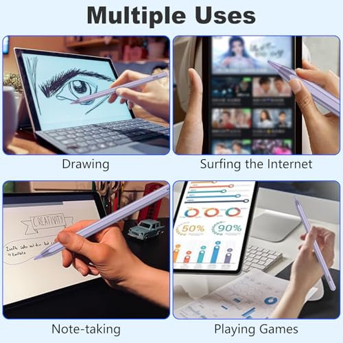 COO Universal Active Stylus Pen for iOS, Android & Samsung Touch Screens | Smart Digital Stylus for Lenovo/Vivo/Mi/HUAWEI Tablets, iPhone/Samsung/Pixel Phones for Drawing&Writing, Purple - color: Purple