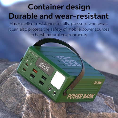 High Capacity Power Bank 100000mAh Fast Charging 22.5W PD 20W Portable USB C Battery Packs with 7 Outputs & LCD Display Battery Bank for iPhone, Samsung, iPad ,Macbook & Outdoors Camping (GREEN) | 7 Outputs & LCD Display ,DC output & Input ,Big Battery ,F