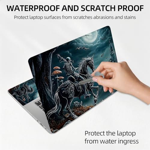 Ghost Rider Knight on Horse Dark Moon Universal Laptop Skin Sticker 3PCS,Protective Decal Trim-to-Fit 11.6" 13.3" 14" 15.6" Laptop Vinyl Cover,Removable Anti-Scratch Computer Decal Protector - color: Ghost Rider Knight on Horse Dark Moon