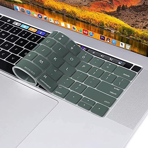 MOSISO Keyboard Cover Compatible with MacBook Pro 13 inch M2 M1 | 2023-2020 A2338 A2289 A2251&Compatible with MacBook Pro 16 2020 2019 A2141 Touch ID, Protective Silicone Skin, Midnight Green - color: Midnight Green