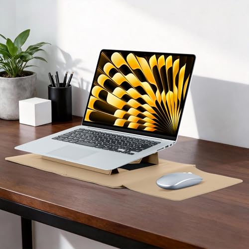 13-14 Inch Protective Laptop Sleeve Case with Stand, for MacBook Pro 14'' M5~M1, Pro/Max(2026-2021), MacBook Air 13.6'' M5-M2, (2026-2022), iPad Air/Pro Surface, PU Leather Laptop Case (13"-14" Brown) - color: Brown, size: 13-14 Inch