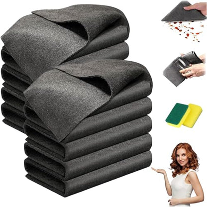 10 Pack Thickened Magic Cleaning Cloth for Stainless Steel, Thickened Dual-Sided Magic Cleaning Cloth, For Streak Free Cleaning, Glass, Windows, Kitchen Appliances, Reusable Absorbent Towels (10PC) - color: 10pc
