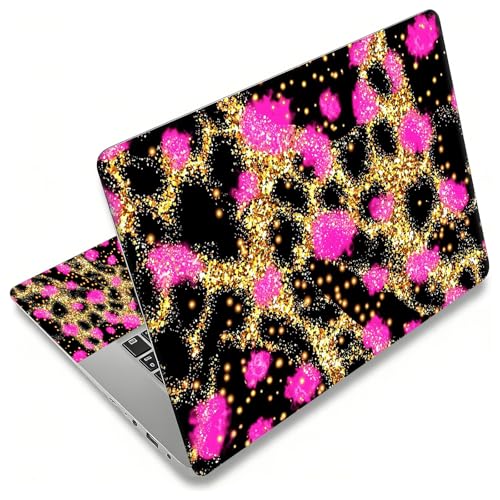 12.1”-15.6” Laptop Skin Sticker (Fits 13”, 13.3”, 14”, 15”, 15.4”) | Reusable Universal Protective Vinyl Art Decal Cover | Waterproof & Scratch-Resistant |Gold Pink Leopard Print - color: Gold Pink Leopard Print