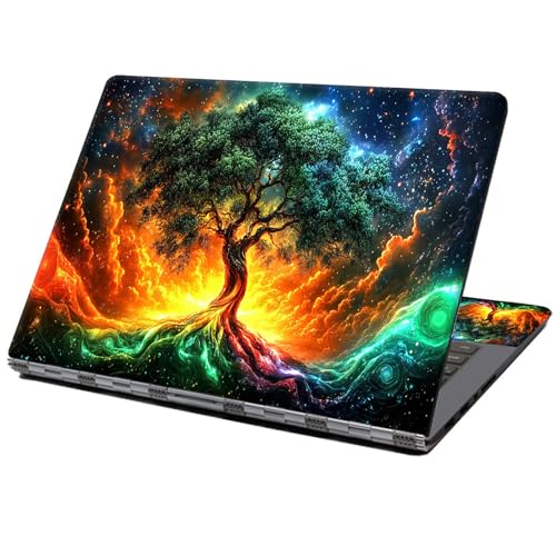 Laptop Skin Sticker Decal 12" 13" 13.3" 14" 15" 15.6",Waterproof Scratch Resistant Vinyl,Reusable Easy to Apply,for MacBook HP Dell Notebooks Netbooks Laptop,2 Wrist Pads,Colorful Green Tree - color: Colorful Green Tree