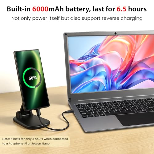 ELECROW 15.6 Inch Portable Monitor with Keyboard, Lapdock Display with Built-in Battery & RPi5 Adapter, 1080P FHD IPS USB C Computer Monitors Compatible with Raspberry Pi, PC, Phone, Mac, Game Console