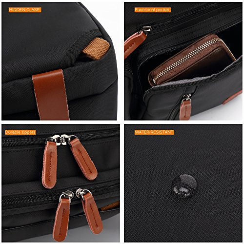 CoolBELL Convertible Backpack Messenger Shoulder Bag Laptop Case Handbag Business Briefcase Multi-Functional Travel Rucksack Fits 15.6 Inch Laptop for Men/Women (Black) - color: Black, size: 15.6 Inches