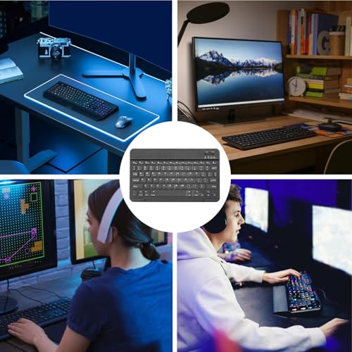 Rechargeable Keyboard Wireless Ergonomic Compact Wireless Lightweight | Ultra Slim Compact Keyboard for Smartphones Tablet Laptop PC - color: Black