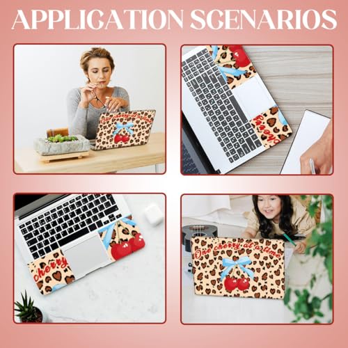 SUPERDANT Cherry Laptop Skin Sticker Decal Leopard Heart Shape Universal Laptops Notebook Skin Sticker for 12 13 13.3 14 15 15.4 15.6 Inches Vinyl Laptop Cover Stickers Notebook Protector