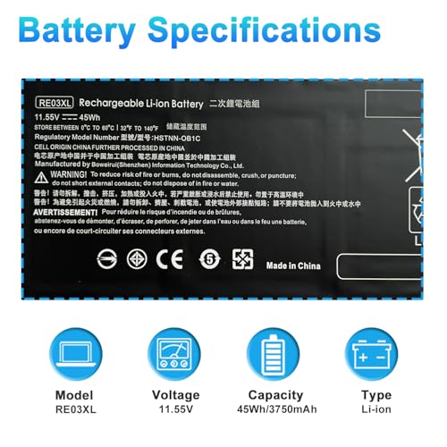 RE03XL L32656-005 Laptop Battery Replacement for HP ProBook 450 G6 450 G7 440 430 445 455R G6 430 440 445 G7 Series HSTNN-UB7R HSTNN-OB1C HSTNN-OB1C L32407-2C1 - size: 9.84*2.83*0.28inch RE03XL