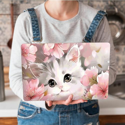 Universal Laptop Skin Sticker with 2 Wrist Pad Skins, Waterproof Scratch Resistant Vinyl Laptop Cover Decal, Cut to Fit for 11–15.6 Inch MacBook HP Dell Lenovo, Baby Cat Flowers - color: Baby Cat Flowers