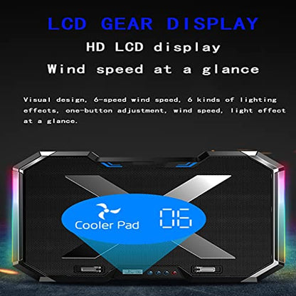 Gaming Laptop Cooler Six Fan Led Screen Two Port RGB Lighting Cooling Pad Notebook Stand for Laptop 12-17 Inch