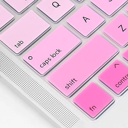 ProElife Keyboard Cover for MacBook Air 13-Inch with Touch ID A2337 M1 | Ombre Pink, U.S. Layout, Non-interference Design for ID Key, Dust-Resistant, Silicone Protective Skin, Washable & Reusable - color: Ombre Pink