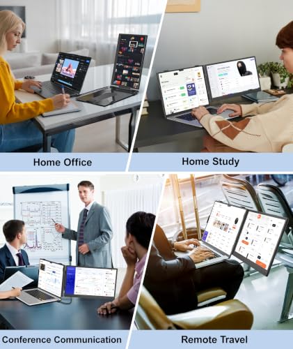 Cevaton 14.2" Laptop Screen Extender, 1.87 lbs Ultra-Thin Portable Monitor for Laptop, 1080P FHD Lightweight Travel Monitor for 14"-17.3" Laptops, Plug & Play, Compatible with Mac/Chrome/Wins/Android - size: 14-inch Screen