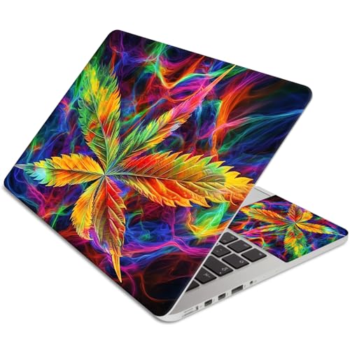 15.6 Inch Laptop Skin Sticker, Reusable Vinyl Cover Protector with 2 Wrist Pad Skins, Removable Waterproof Scratch-Resistant for 12-15.6 Inch Laptop Notebook,Colorful Leaf - color: Colorful Leaf