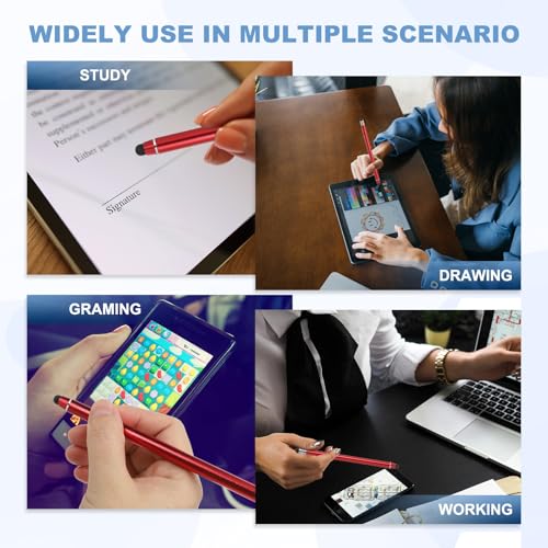 PATIKIL 5 Pcs Stylus Pens for Touch Screens, 2 in 1 High Sensitivity Universal Pen Capacitive Stylus for Phone Tablets Laptop Touch Screen Device, Blue - color: Blue