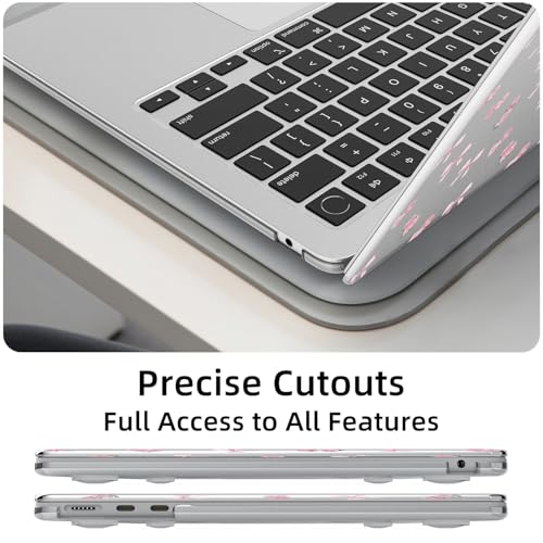 for MacBook Air 13.6 Inch Case M5/M4/M3/M2 2026-2022 Release A3449 A3240 A3113 A2681 Cute Floral Bow Aesthetic Design Crystal Clear Girly Case Laptop Protective Hard Shell Cover - color: Floral Bow