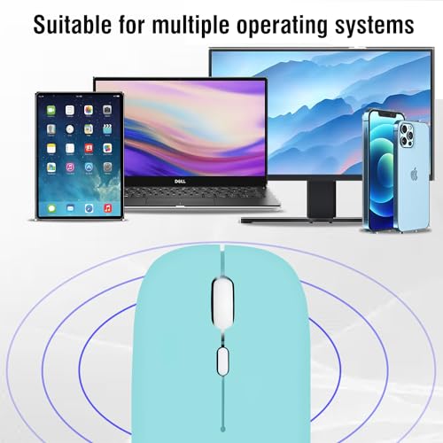 Wireless Bluetooth Mouse for iPad/MacBook Pro/Air/Laptop/pc Rechargeable Silent Mouse Portable Slim for Surface Pro/Lenovo/Samsung Tablet (Blue) - color: Blue