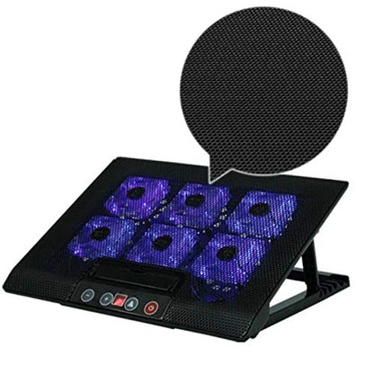 Laptop Cooling Pad Notebook Stand 6 Fans Cooler Fits 17 Inches for Laptop PC Computer USB Fan Cooling Pad (Color : Blue) (Black) - color: Black,Blue