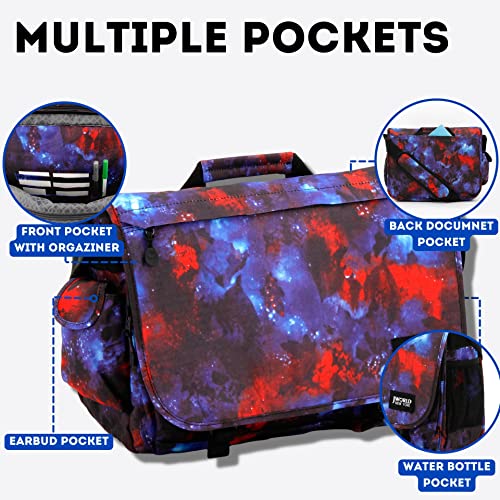 J World New York Thomas Laptop Messenger Bag for Women & Men. Kids Computer Bookbag - color: Galaxy