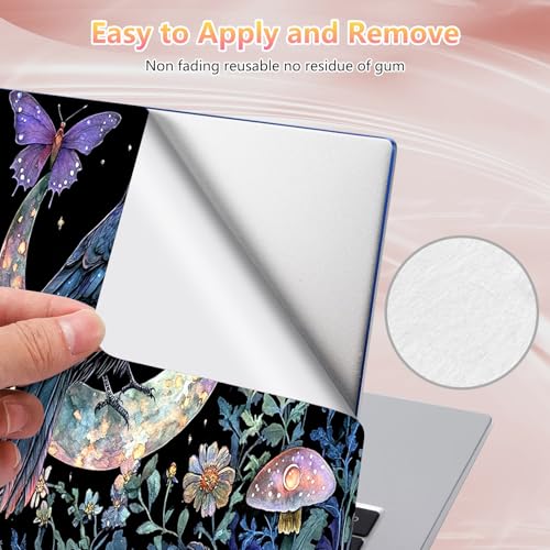 Laptop Skin Sticker Decal 12" 13" 13.3" 14" 15" 15.6",Waterproof Scratch Resistant Vinyl,Reusable Easy to Apply,for MacBook HP Dell Notebooks Netbooks Laptop,2 Wrist Pads,Crow Moon Flower - color: Crow Moon Flower