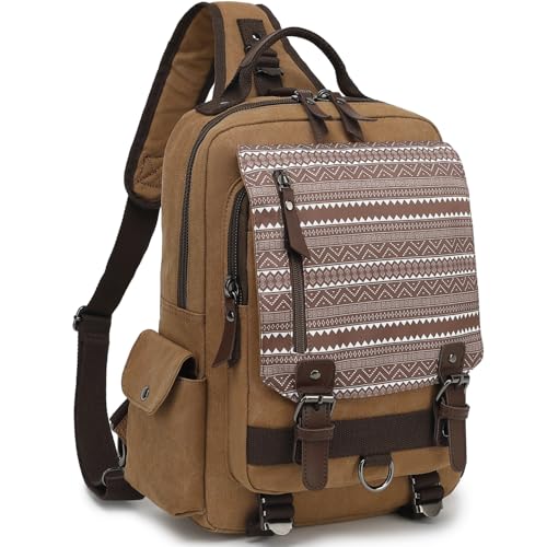Retro Canvas Messenger Bag — Unisex Crossbody Shoulder Sling Bag for Travel, Work & Daily Use - color: Coffee-jh, size: Large