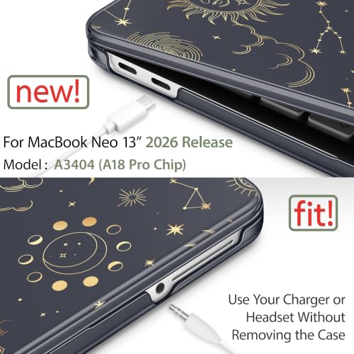 Compatible with MacBook Neo 13 inch (2026 Release A3404) (A18 Pro) with Liquid Retina Display, Printed Slim Protective Case with Screen Protector & Keybaord Cover, Constellations - color: Constellations
