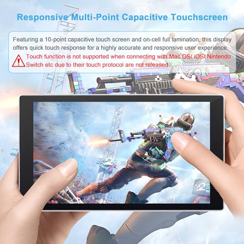wisecoco 7 inch Portable Monitor 1080P FHD 60Hz Mini Pocket Touchscreen Display USB C HDMI Ultra Thin Lightweight IPS Second Screen Gaming for Raspberry Pi 5/4 PC/Laptop/PS5/XBOX/Switch