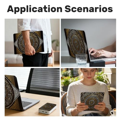 3Pcs Mandala Laptop Skin Sticker Rrtro Words Universal Removable Vinyl Stickers Fits for 12.1 13 14 15.6 16 Inch Waterproof Notebook Decal Cover Gift - color: black and bronze
