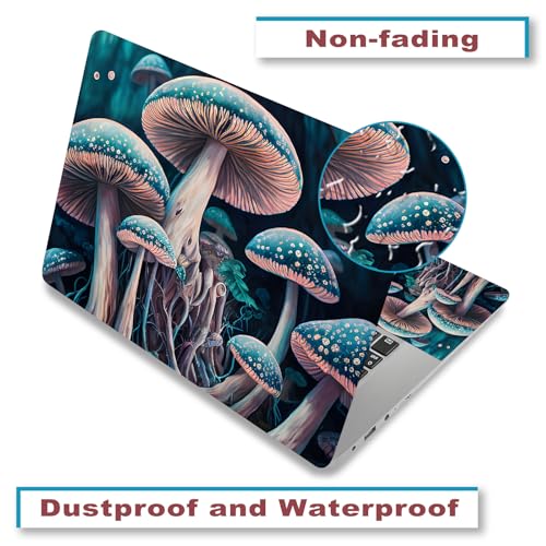 Laptop Decal Sticker Skin for 12" 13.1" 13.3" 14" 15" 15.4" 15.6" Netbook | Vinyl Art Skin Sticker Cover Notebook PC Protector ( 2 Wrist Pad Included), Removable Reusable, Mushroom - color: Mushroom Pattern