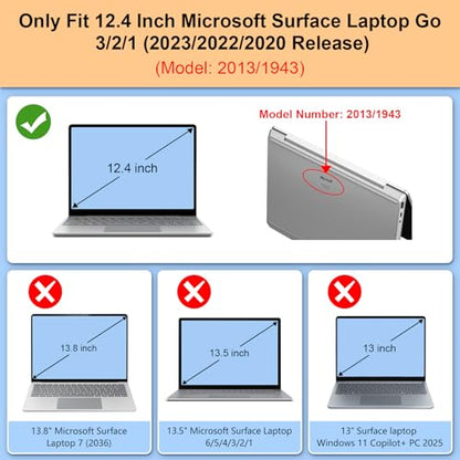 Fintie Case for 12.4 inch Microsoft Surface Laptop Go 3/2/1 2023/2022/2020 | Model: 2013 1943, Snap On Hard Shell Cover, Crystal Clear - color: Crystal Clear