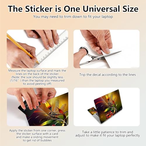 Laptop Skin Sticker Decal 15.6 Inch,12 13 13.3 14 15 15.6 in Laptop Netbook Skins for Notebook,Art Decal Removable Waterproof Scratch Resistant,Universal Vinyl Cover,Art Red Dragonfly - color: Art Red Dragonfly