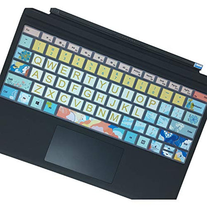 Keyboard Cover Skin for Microsoft Surface Pro 7/6/5, Silicon Protector with Big Letter Design, US Layout, Litter Flowers - color: Litter Flowers