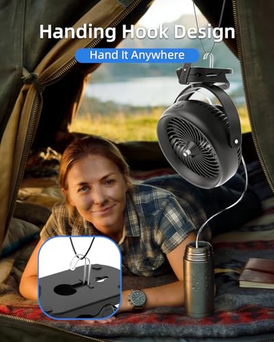 ATEngeus 20000mAh Misting Fan with Clip, 8'' Portable Clip on Fan Battery Operated, 3 Speeds, 3 Mist Modes, Hook, Silicone strap, Max 90H Runtime for Golf Cart, Canopy, Camping Essentials