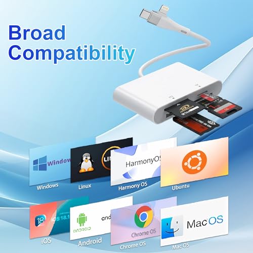 Memory Stick Pro Duo Adapter for Lightning/USB-C - 4-in-1 Multi Memory Card Reader for SD/Micro SD/MS/xD-Picture Cards, Sony Memory Stick Pro Duo Reader OTG Adapter, Plug & Play for iPhone/Android/PC