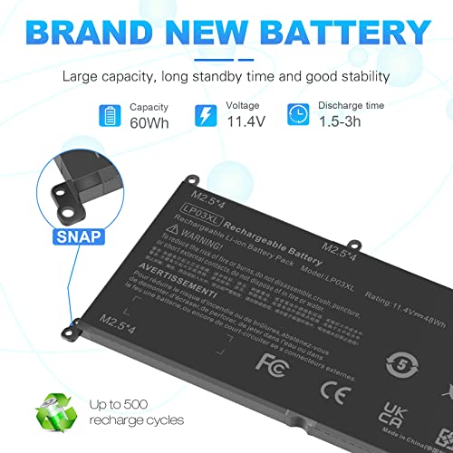 TREE.NB 60Wh LP03XL Battery for Hp Envy 14-J 15T-AE 15-AE000 15T-AE000 15-AE125TX M6-P M6-P113DX M6-P013DX Series, 11.4V 3-Cell - size: ‎LP03XL