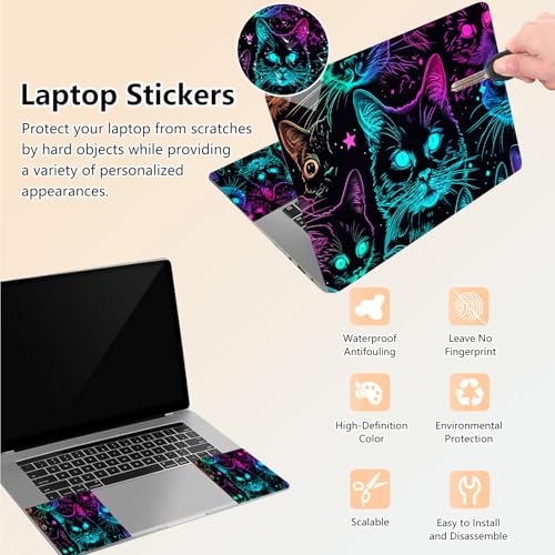 Laptop Skin Sticker Decal 15.6 Inch,12 13 13.3 14 15 15.6 in Laptop Netbook Skins for Notebook,Art Decal Removable Waterproof Scratch Resistant,Universal Vinyl Cover,Colorful Glitter Cat - color: Colorful Glitter Cat