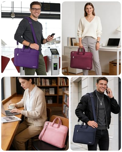 Ferkurn Laptop Case Bag Women Men Computer Sleeve with Shoulder Compatible with HP/Inspiron/Thinkpad/Vivobook/MSI/Surface, 15.6 inch, Violet - color: Violet, size: 15.6 inch