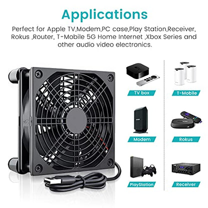 Wathai Cooling Case Fan for Receiver Xbox TV Box Router 120mm x 25mm 5V USB | USB Box 5V Power Fan Three Speed Settings for Modem DVR Computer Case Mini PC Cooling - style: 120mm USB fan