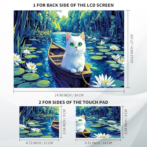 Universal Laptop Skin, DIY Cut-to-Fit Vinyl Cover Compatible with HP, Dell, Lenovo, Mac (13.3" to 15.6"), Anti-Scratch, No Residue & Bubble-Free Protective Decal Sticker, Anime Cat Water Lily - color: Anime Cat Water Lily