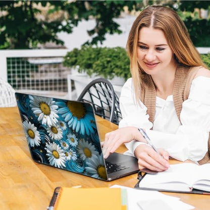 Laptop Skin Sticker Decal, Universal Reusable Vinyl Laptop Cover for 12" 13" 13.3" 14" 15" 15.4" 15.6" Notebook PC, Waterproof Scratch-Resistant with 2 Wrist Pads, Easy to Apply & Remove,Small Daisy - color: Small Daisy