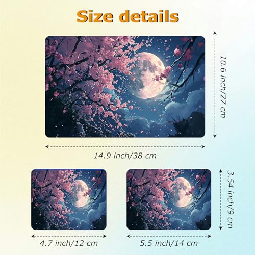 Universal Laptop Skin Sticker with 2 Wrist Pad Decals, 3-Piece Removable Vinyl Laptop Cover, Beautiful Moon Cherry Blossoms Waterproof Anti-Scratch, Easy-Trim Fit for 13.3" 14" 15.6" Laptops - color: Beautiful Moon Cherry Blossoms